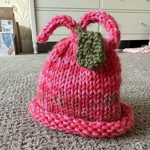 Hand Knit Pink Apple Hat Brand New Size One Size Baby
